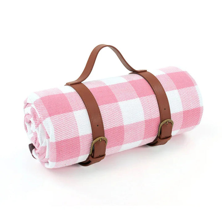 Picnic blanket waterproof with leather carrying strap | Kalsten