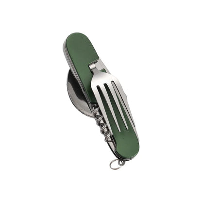 Skanto | 4-in-1 Outdoor Cutlery Set Camplico | Folding Spoon, Fork, Knife & Bottle Opener | Stainless Steel & Compact | For Camping & Travel