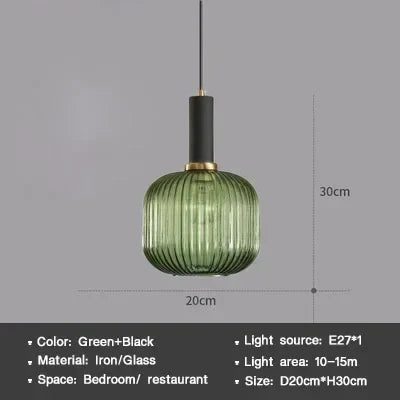 Modern Nordic Glass Pendant Light – Single Head LED Hanging Lamp for Dining Room, Bedroom, Cafe, and Study – White, Green, Cognac & More | Kalsten