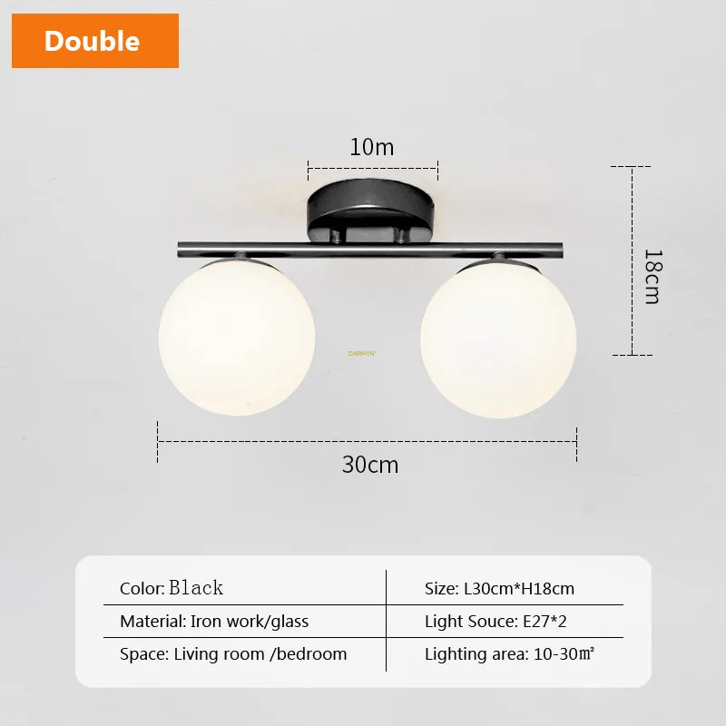 Modern Nordic LED Ceiling Light – Gold Iron and Glass Lamp for Corridor, Aisle, Cloakroom, Balcony, and Bedroom | Kalsten