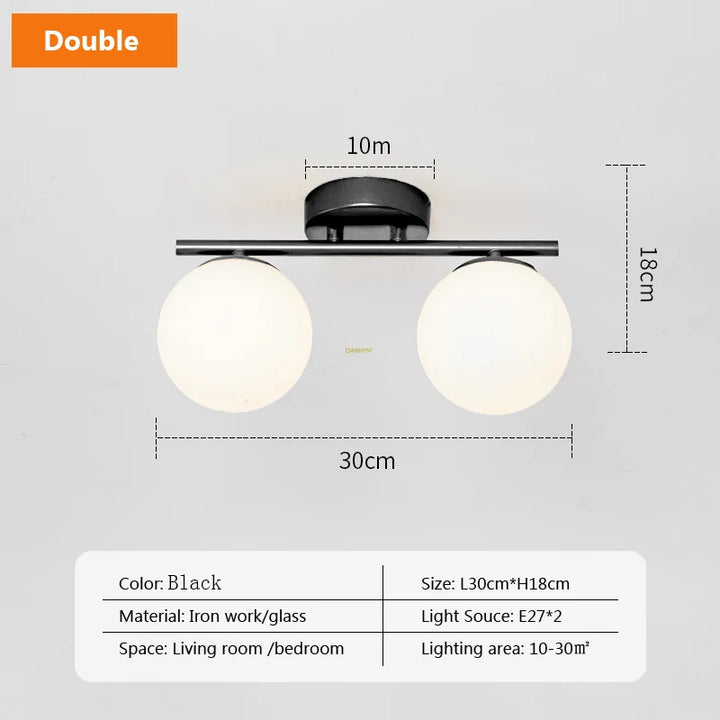 Modern Nordic LED Ceiling Light – Gold Iron and Glass Lamp for Corridor, Aisle, Cloakroom, Balcony, and Bedroom | Kalsten