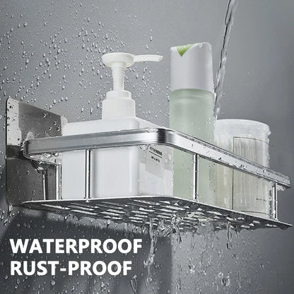 Skanto | Wall-Mounted Bathroom Storage Holder: No-Drill Corner Cabinet Shower Caddy - WC Shampoo Organizer, Bathroom Shelves