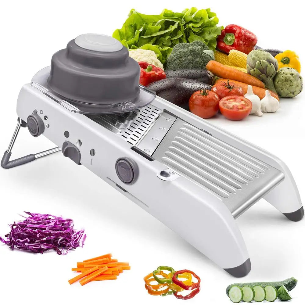 Kalsten | SchnittMeister 18-in-1 Mandoline Vegetable Slicer | Adjustable & Stainless Steel Blades | For Slices, Strips & Julienne | Safe & Versatile
