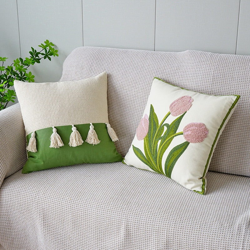 Embroidered Tulip Pillowcase | Kalsten