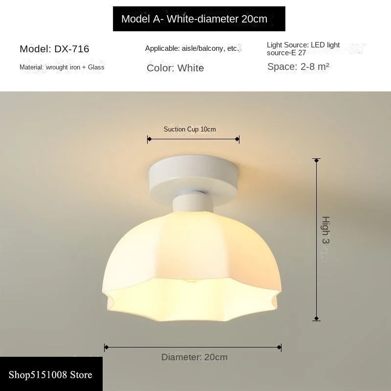 Ceramics Glass LED Corridor Ceiling Lamp for Aisle, Corridor, Cloakroom, Balcony Nordic E27 Acrylic Chandelier Rest Light Fixtures | Kalsten