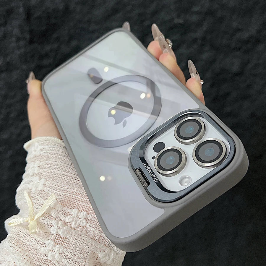 Skanto | Shockproof Magnetic Magsafe Phone Case Stand Glass Lens Protector Cover