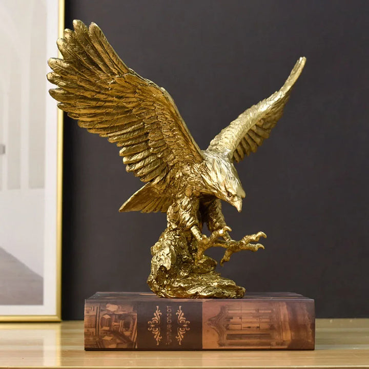 Kalsten | Resin Golden Eagle Statue Art Animal Model Collection Ornament Home Office Desk Feng Shui Decor Figures simple