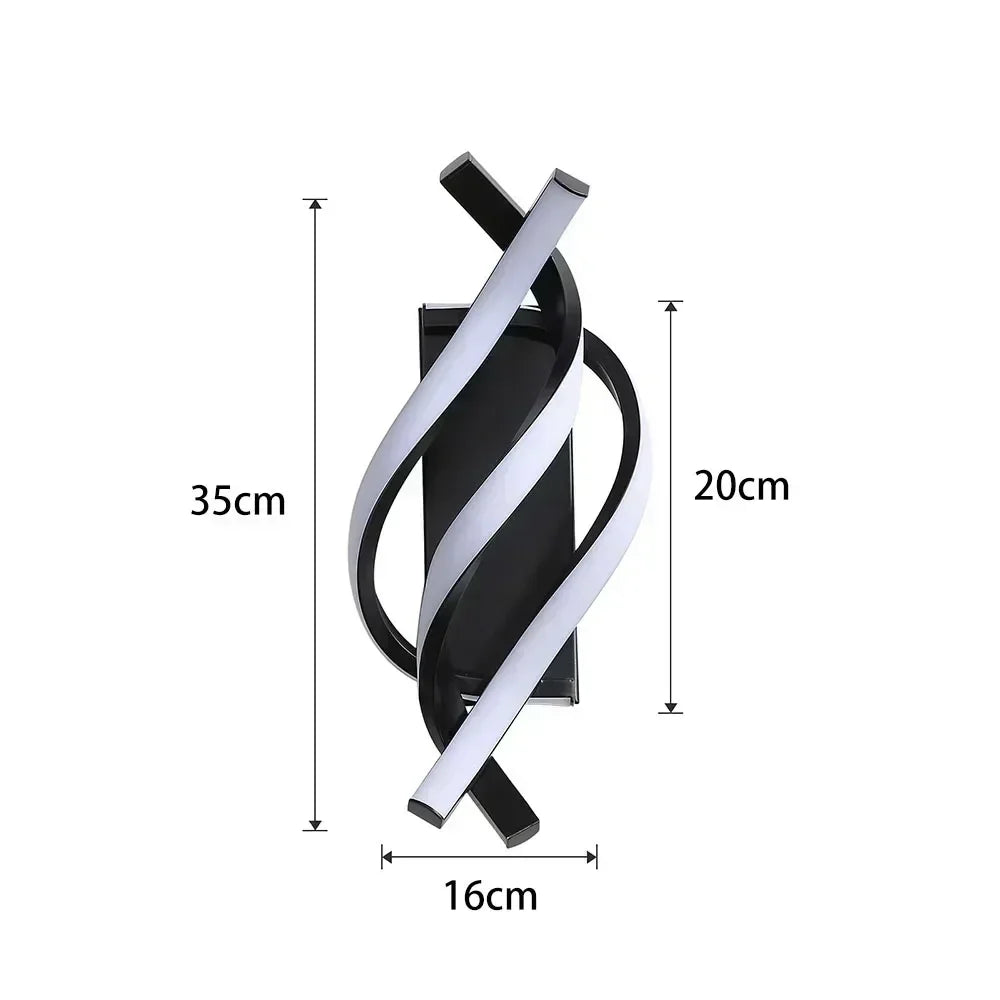 Modern LED Wall Light – Curved Spiral Design Sconce for Living Room, Bedroom, Aisle, and Home Decor | Kalsten