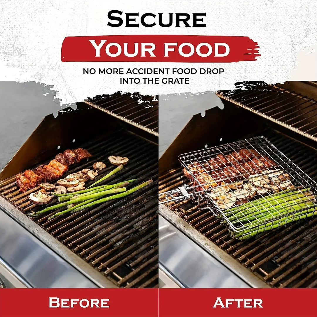 Kalsten | Grillaro BBQ Basket | Foldable & Non-Stick | Stainless Steel & Heat Resistant | For Meat & Vegetables