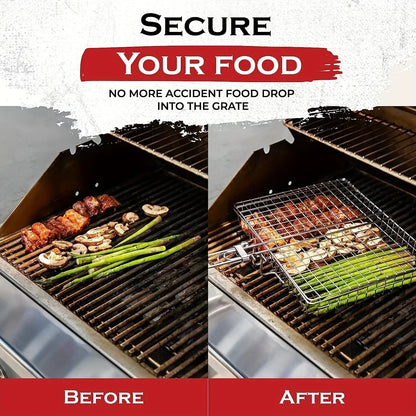 Grillaro Grill Basket | Foldable & Non-stick | Stainless Steel & Heat Resistant | For Meat & Vegetables