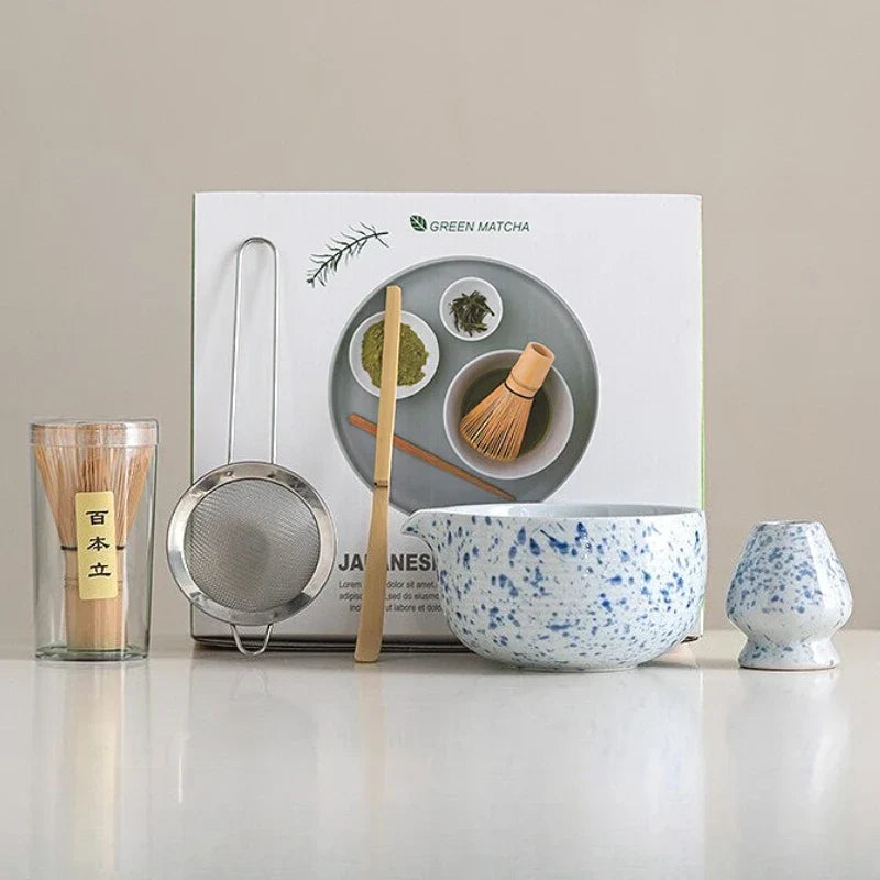 Ceramic Matcha Bowl Set Natural Size Standard High-Quality with Whisk-2