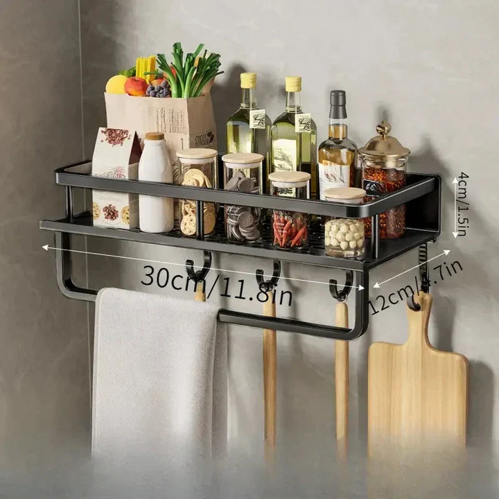 Wall-Mounted Kitchen Rack – Space-Saving and Stylish Aluminum Rack for Kitchen Utensils | Kalsten