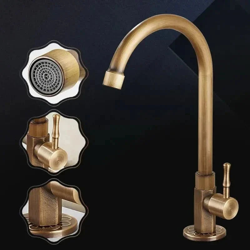 Kalsten | Antique brass swan neck tap for kitchen