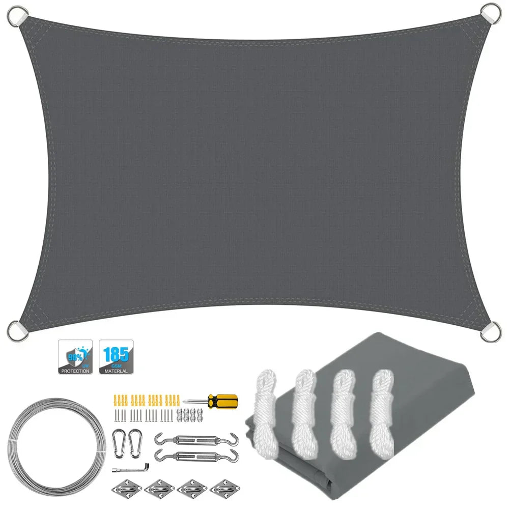 Kalsten | Waterproof Rectangular Sun Shade Sail with UV Protection & Mounting Kits – ShadeGuard
