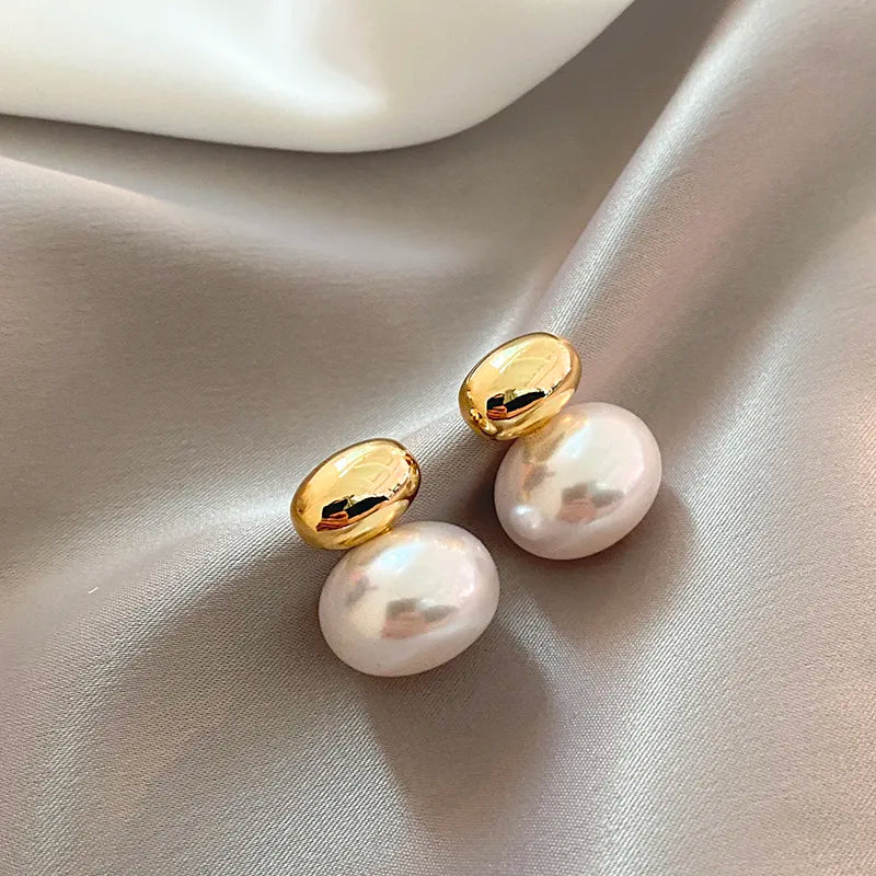 Kalsten | Classy Gold Accented Pearl Stud Earrings
