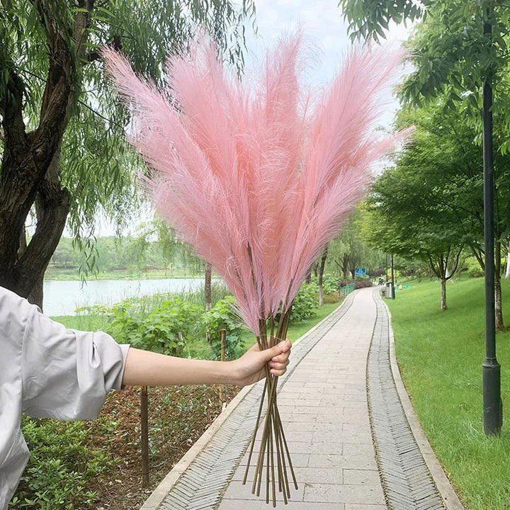 Kalsten | 5 pieces 100 cm Artificial Pampas Grass Dried Flower Bouquet Wedding Party Decoration Home Room DIY Artificial Plants Decoration Supplies