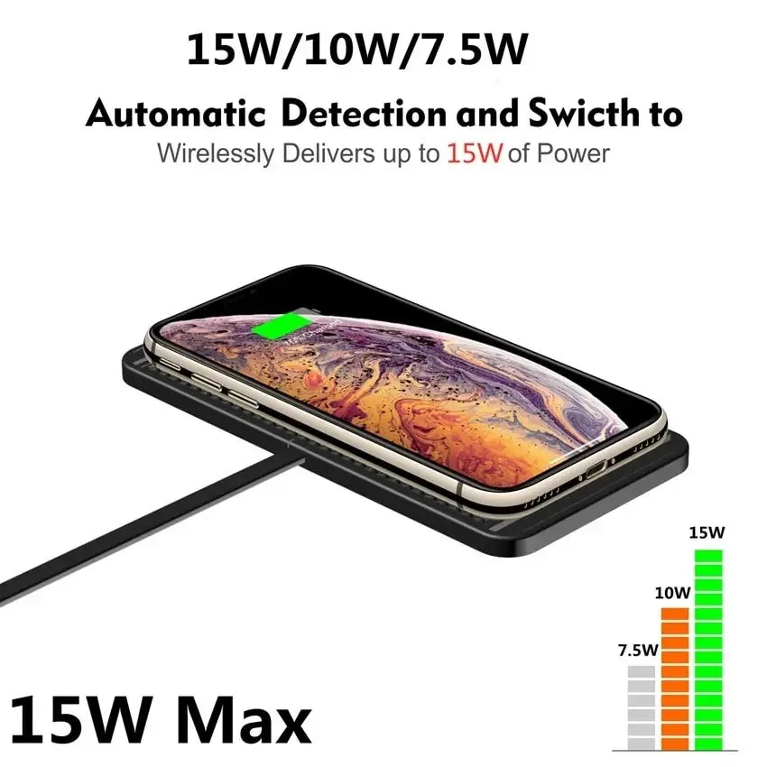 Kalsten | Voltigo Wireless Charging Pad | 15W Fast Charger | Non-Slip & Ultra-Slim | Compatible with iPhone & Samsung