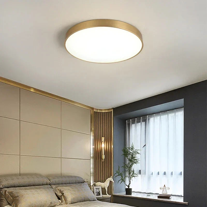 Modern LED Corridor Ceiling Light Lamps - Simple Golden Round | Kalsten