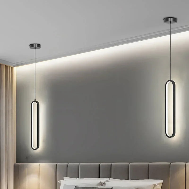 Modern LED Pendant Light – Black and Gold Hanging Lamp for Bedroom, Living Room, and Dining Room – Stylish Indoor Ceiling Light Fixture | Kalsten