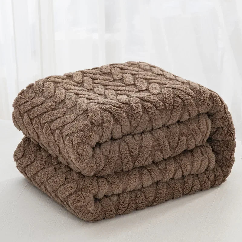 Kalsten | Jacquard Fleece Blanket CozyWeave | Single Layer & Double Sided | Soft Tafu & Shu Cotton Fleece | For Autumn & Winter