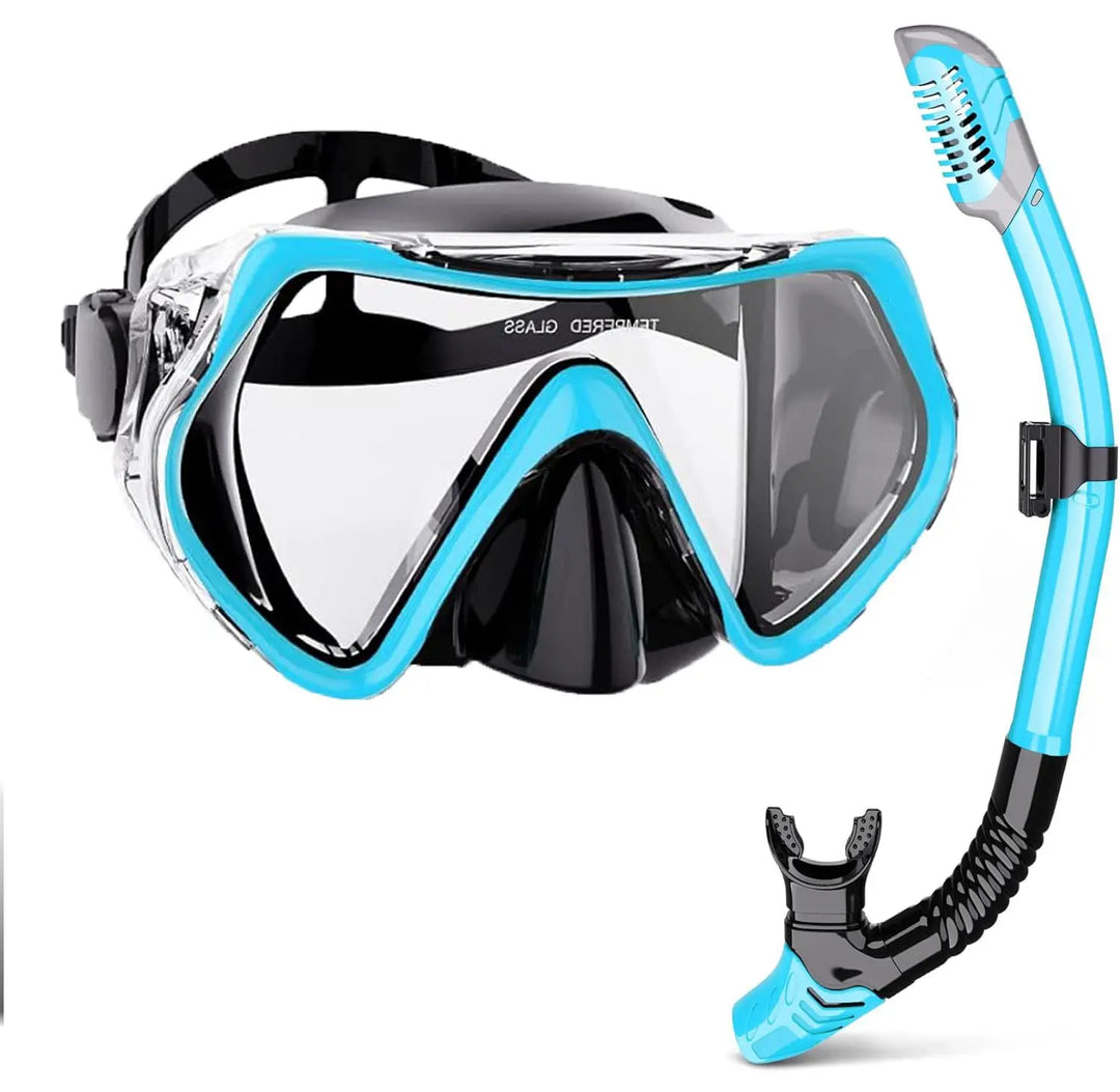 Kalsten | AquaVision Snorkel Mask Set for Adults | Anti-Fog & Impact Resistant | Silicone Edge & Dry Snorkel | 180° Field of View