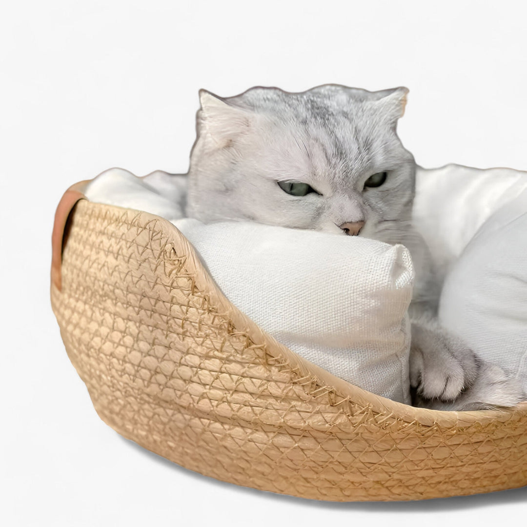Kalsten | Handwoven Bamboo Pet Bed with Soft Cushion – Luna Nest