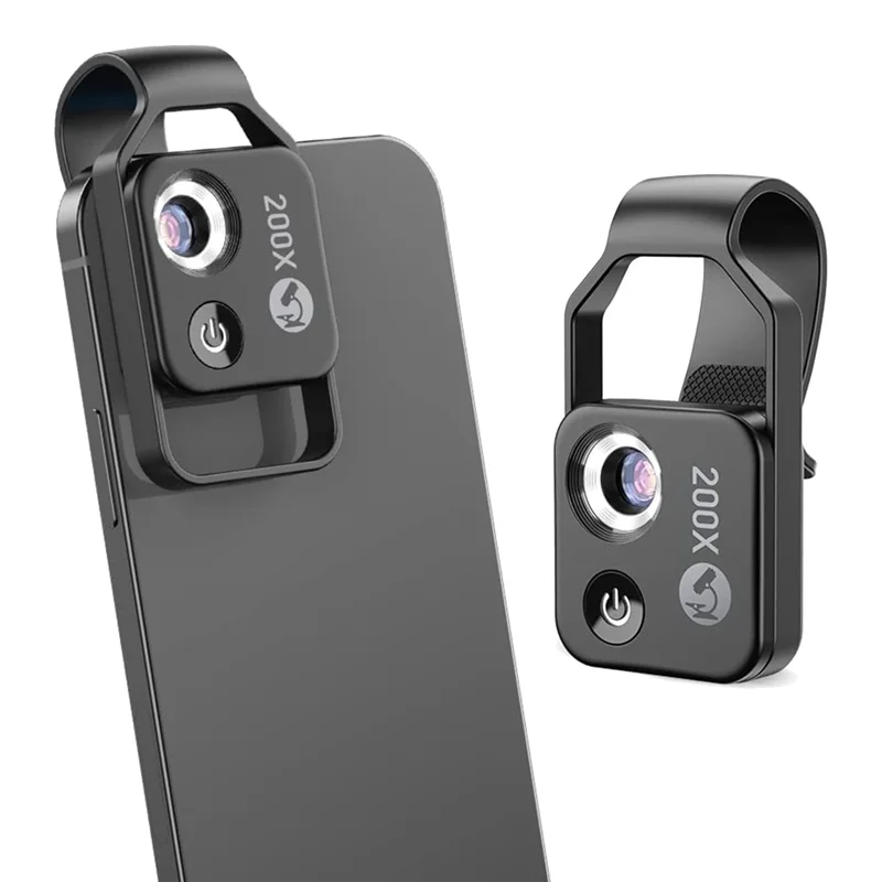 Kalsten | MicroZoom Clip-On Phone Microscope – 200x Magnification Lens with LED Light