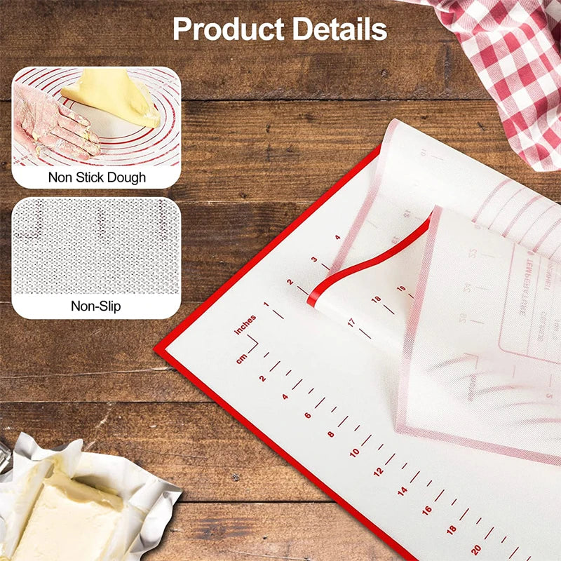 Kalsten | BakeFlex Silicone Baking Mat | Extra Thick & Non-Stick | With Measuring Scale | Perfect for Rolling Out Dough, Fondant & Pastry