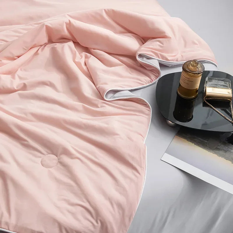 Air Condition Summer Comforter — Pure Color Ice Silk Cooling Blanket, Lightweight & Smooth Twin/King Size Quilt | Kalsten