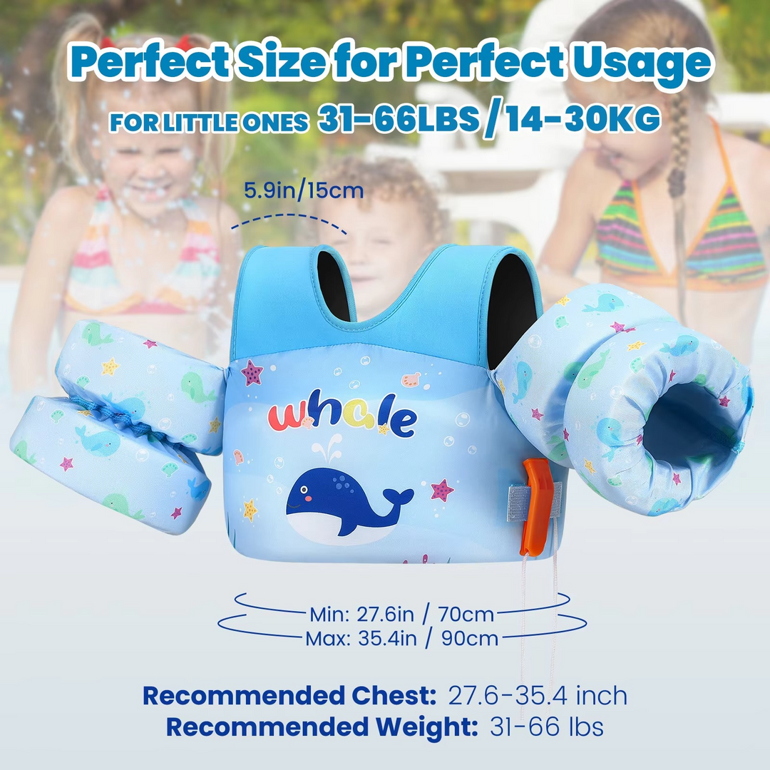 Kalsten | Kids Foam Life Vest with Arm Floats and Safety Whistle for Swimming and Kayaking