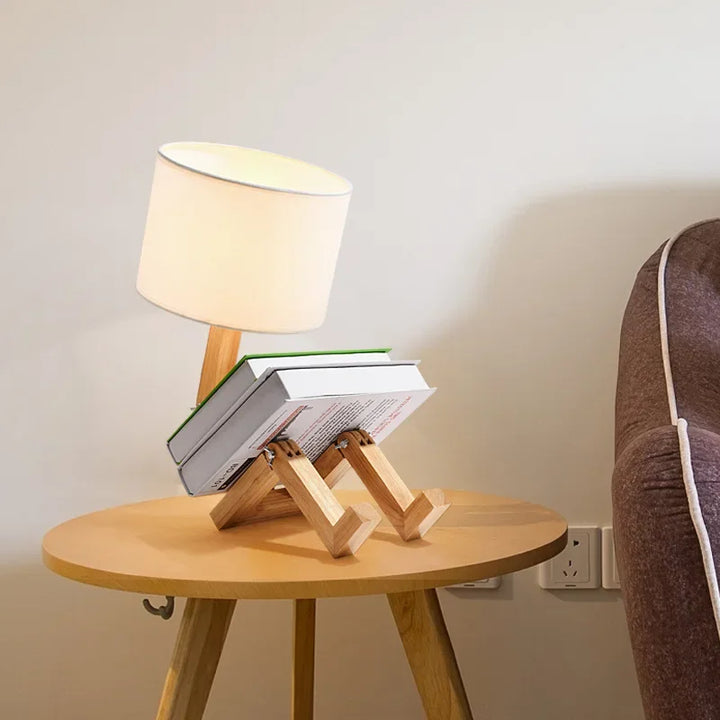 Wooden Table Lamp with Book Holder - RutanFlex | Kalsten