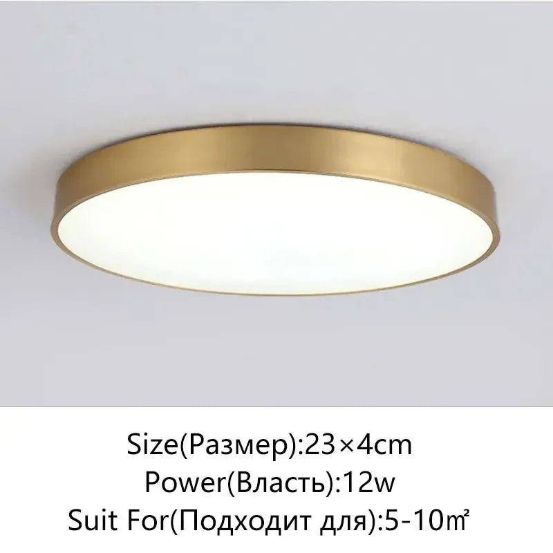 Modern LED Corridor Ceiling Light Lamps - Simple Golden Round | Kalsten