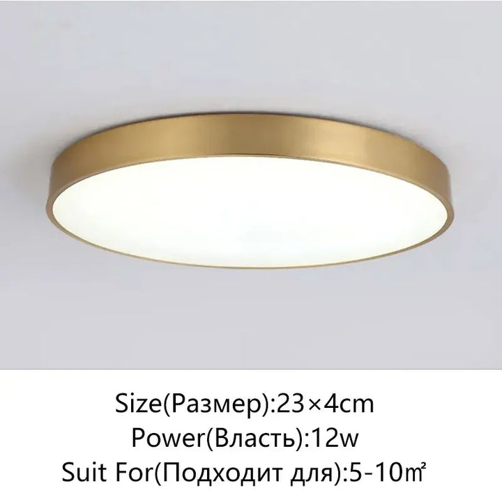 Modern LED Corridor Ceiling Light Lamps - Simple Golden Round | Kalsten