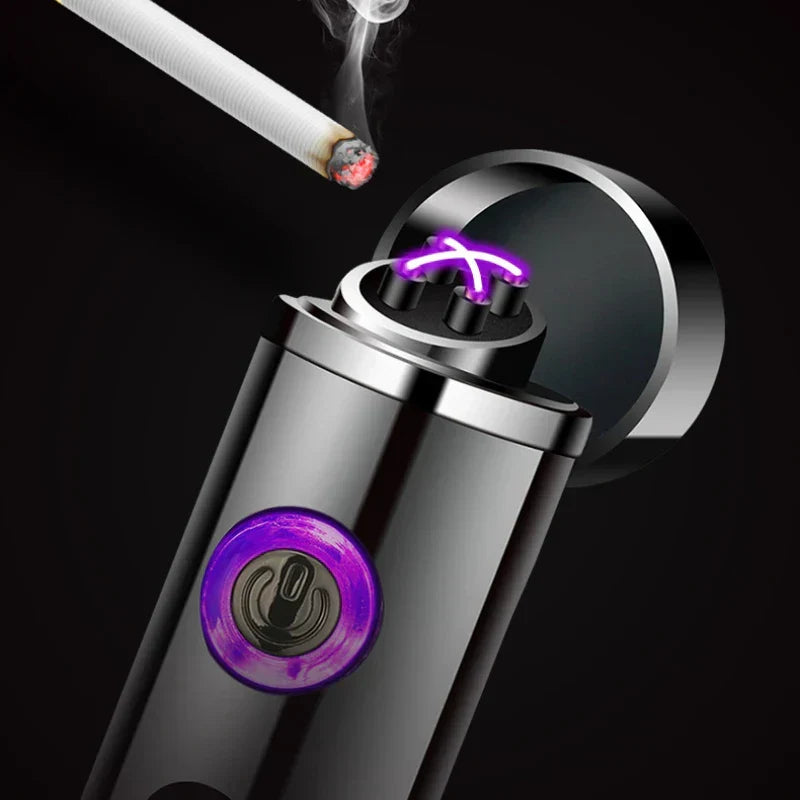 Kalsten | Voltrino Cylinder USB lighter | Double arc technology | Rechargeable & windproof | Noble metal casing for men