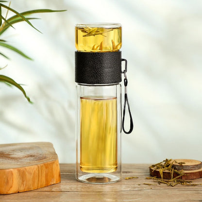 Skanto | 2i1 Double-Wall Thermal Smart Tea Glass Bottle