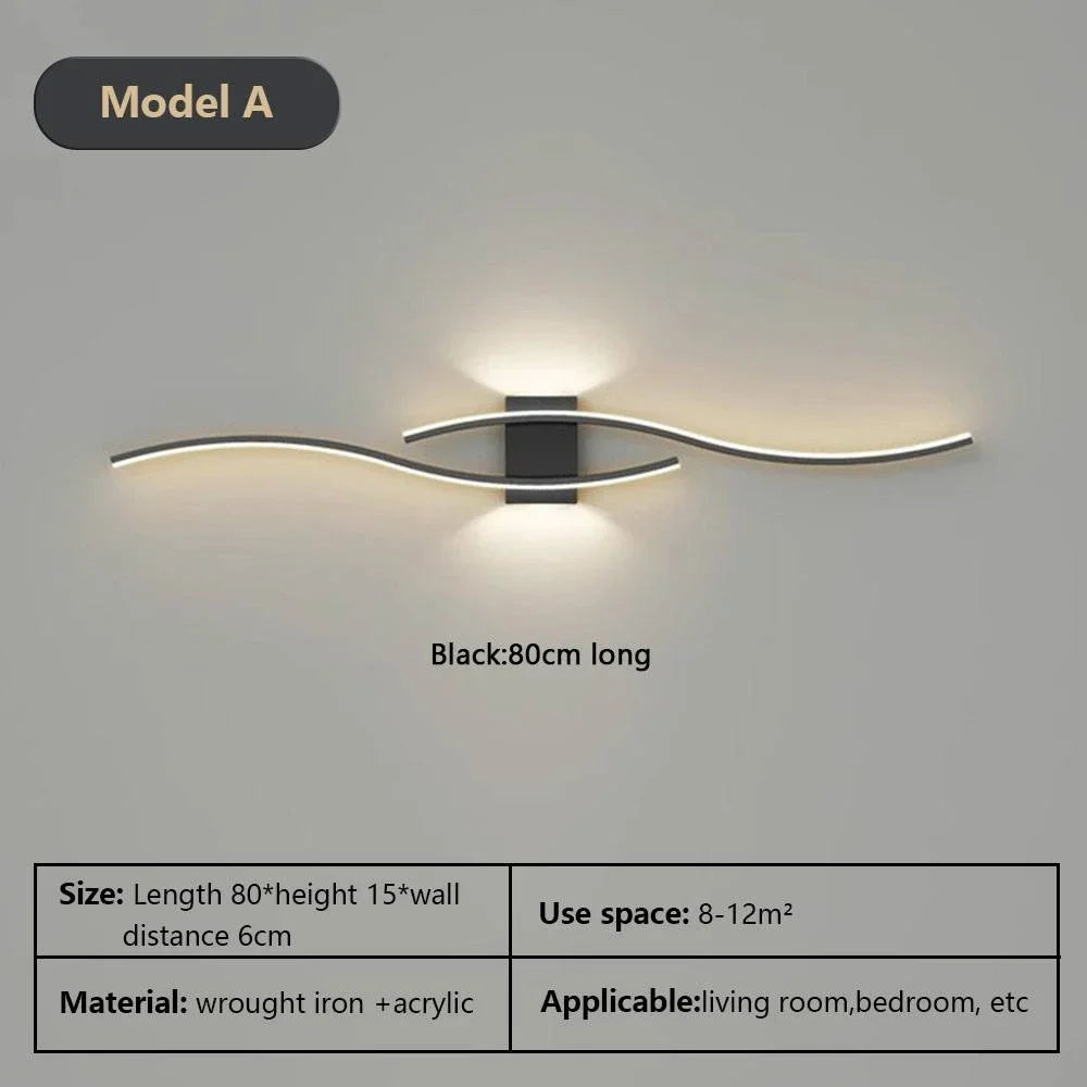 Modern LED Wall Lamp – Black, White, and Gold Wall Light Sconce for Living Room, Bedroom, Bedside, and Decorative Lighting | Kalsten