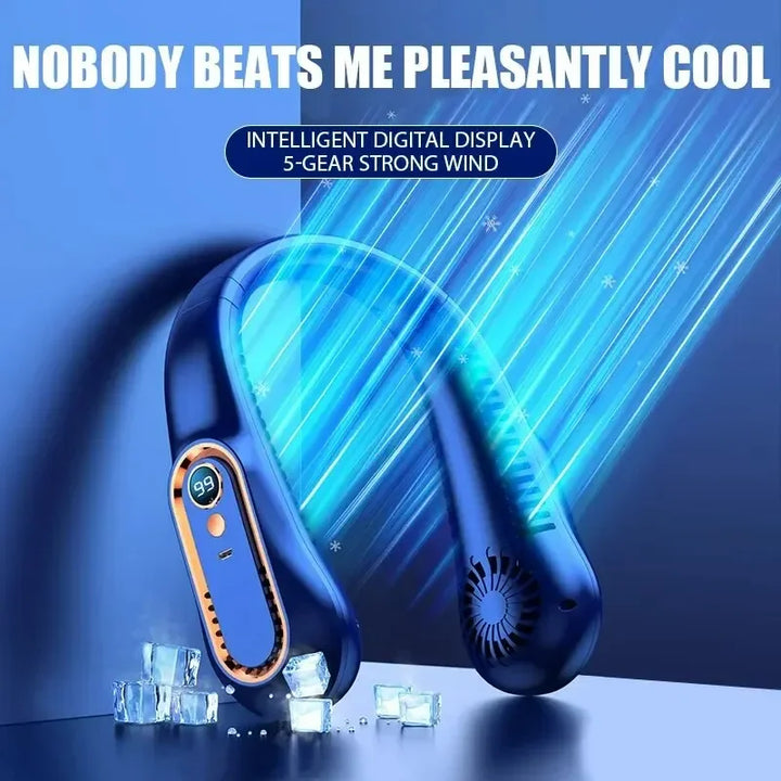 Hanging neck fan portable summer air cooler USB cooling fan with 5 speeds and digital displays - super technology and bladeless | Kalsten