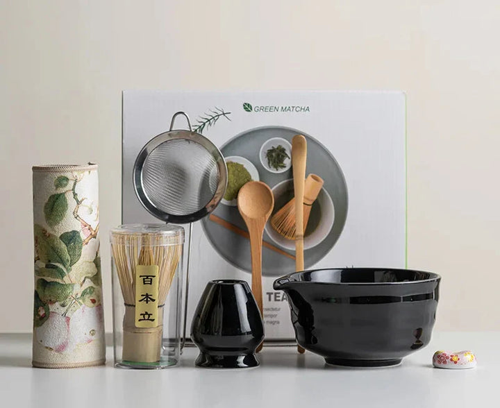 Variant image for Matcha Set 8-Piece Sakura Design Ceramic Bowl Bamboo Whisk Frother-4