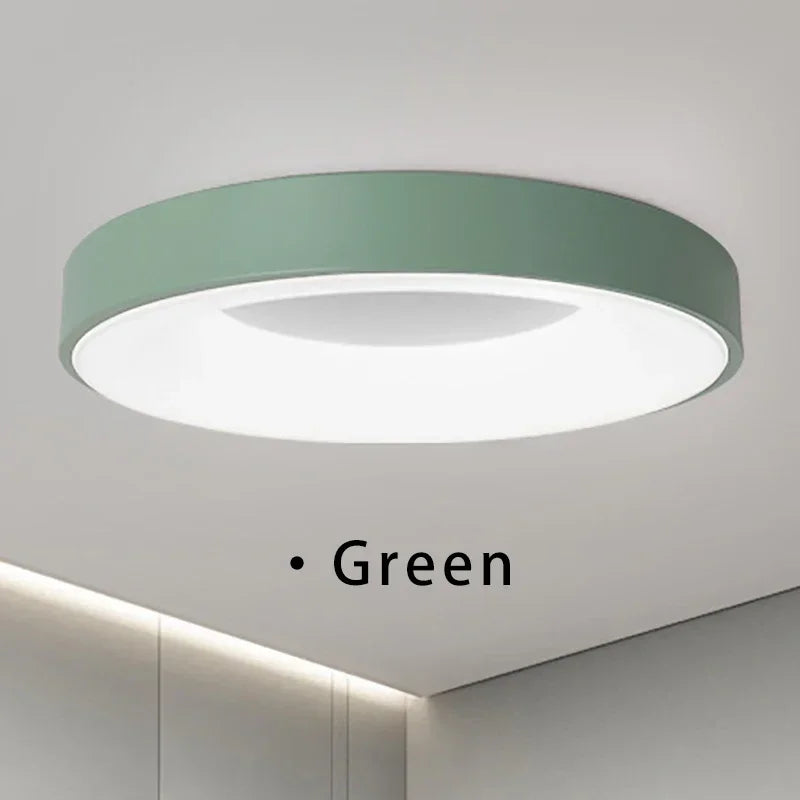 Modern Macaron LED Ceiling Light – Adjustable Circular Design with Remote Dimming for Bedroom, Living Room, and Corridor | Kalsten