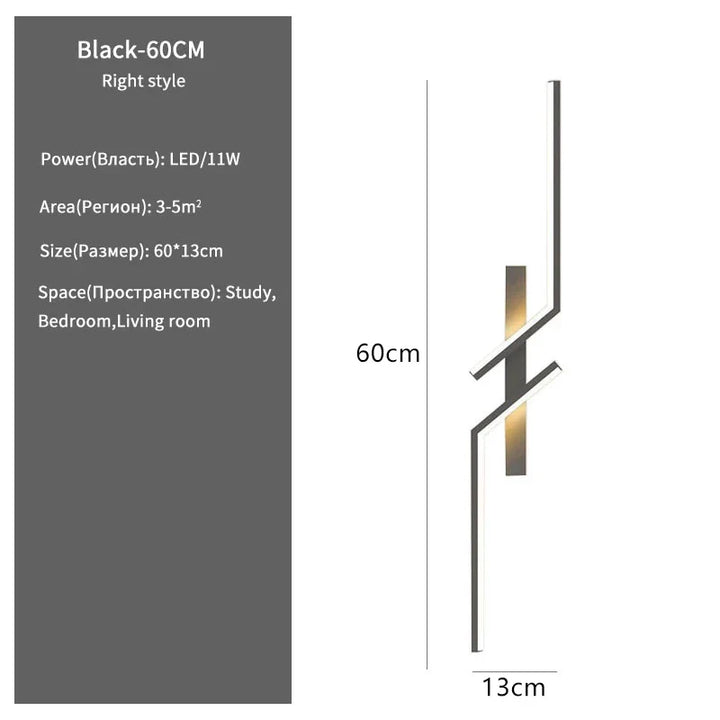 Modern Creative Strip LED Wall Light Minimalist Bedroom Bedside Wall Sconce LED Lights Living Room TV Sofa Background Wall Lamp | Kalsten