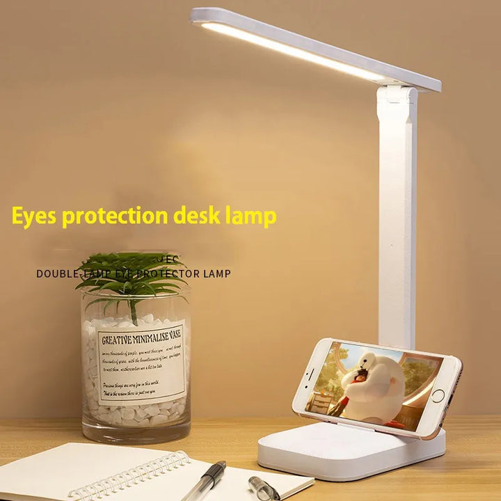 Kalsten | 6000mAh rechargeable LED table lamp USB 3 color stepless dimmable desk lamp touch foldable eye-protecting reading night light