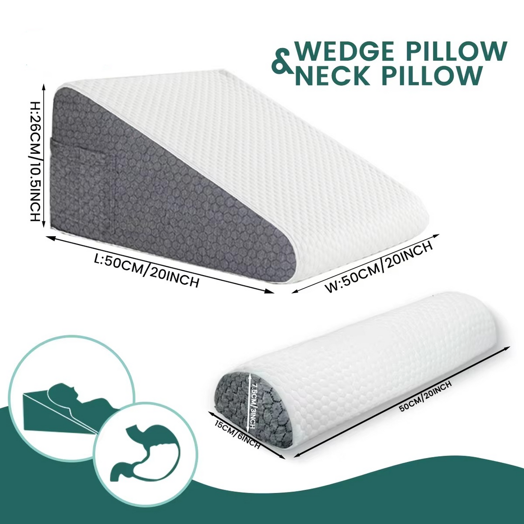 Kalsten | Dual Comfort Memory Foam Orthopedic Wedge Pillows with Breathable Covers