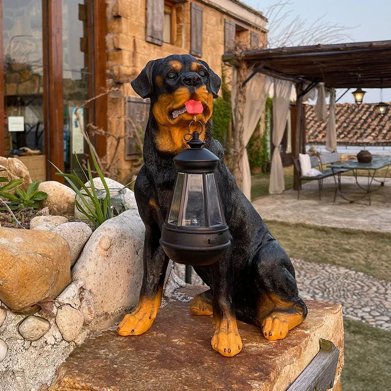 Solar-Powered Outdoor Resin Dog Statue Lamp | Kalsten
