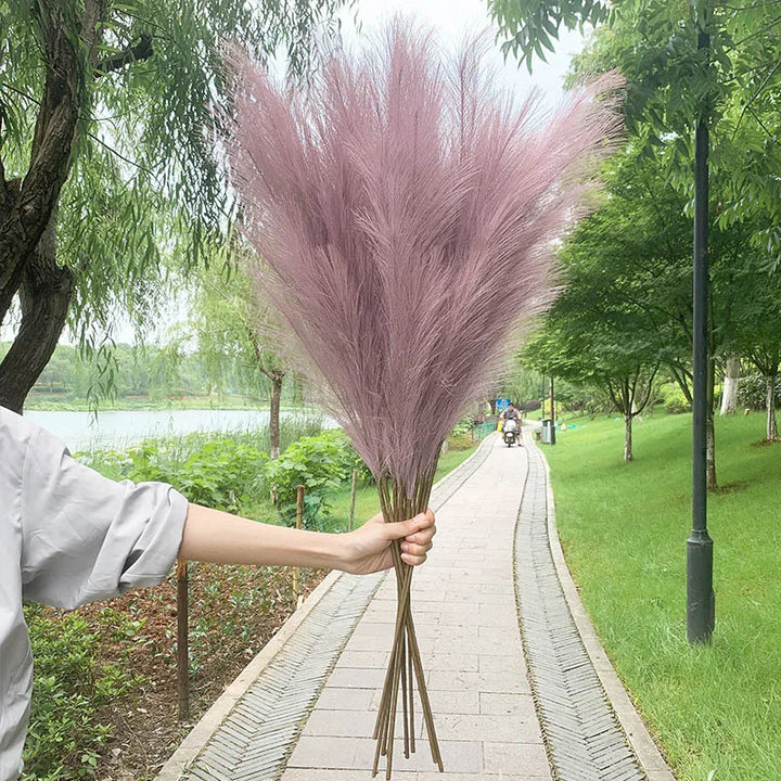 Kalsten | 5 pieces 100 cm Artificial Pampas Grass Dried Flower Bouquet Wedding Party Decoration Home Room DIY Artificial Plants Decoration Supplies