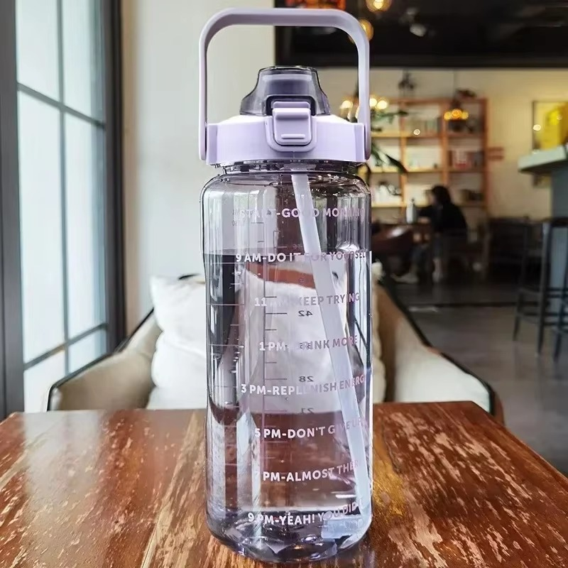 Kalsten | Large 68oz Sports Water Bottle with Straw and Time Marker for Gym and Outdoor Fitness