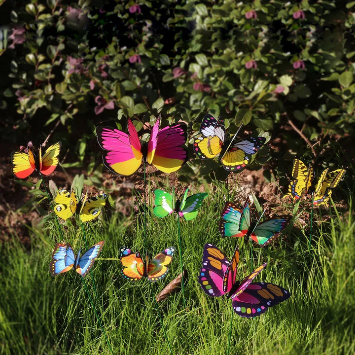 Kalsten | FloraViva Butterfly Garden Stakes | Set of 10 | Weatherproof & Colorful | For Beds, Flower Pots & Balcony