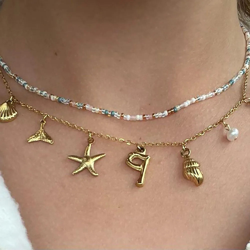 Kalsten | Personalized Summer Sea Shell Letter Initial Necklace