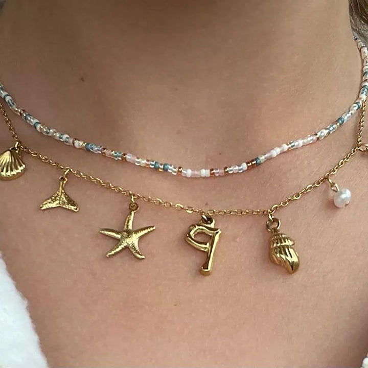 Kalsten | Personalized Summer Sea Shell Letter Initial Necklace