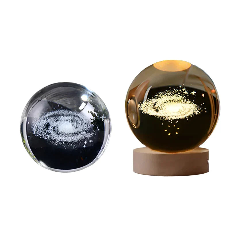 3D Crystal Night Light LED - Starry Sky Projector with Wooden Base, Romantic Lighting for Bedroom & Gifts | Kalsten