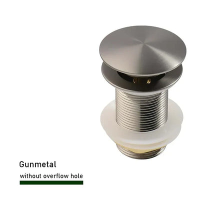 Drain Screw with Push-Down Pop-Up – Brass | 11 Colors | With or Without Overflow Skanto